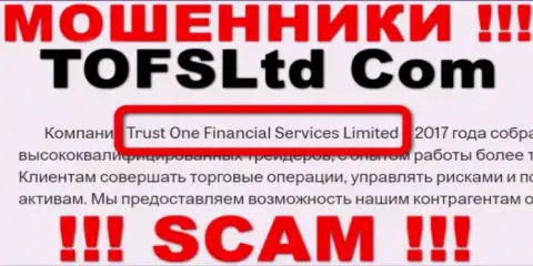 Свое юр. лицо контора TOFSLtd Com не прячет - это Trust One Financial Services Limited