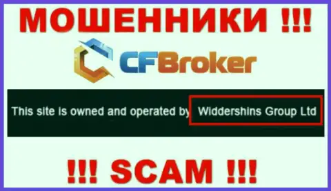Юридическое лицо, управляющее мошенниками ЦФ Брокер - это Widdershins Group Ltd