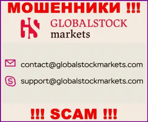 Установить контакт с интернет мошенниками GlobalStockMarkets можно по представленному адресу электронной почты (информация взята была с их веб-ресурса)