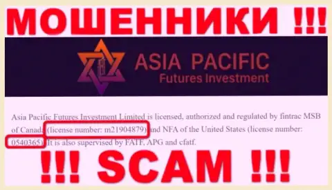 Asia Pacific Futures Investment Limited - это наглые МОШЕННИКИ, с лицензией (сведения с онлайн-сервиса), позволяющей обувать народ