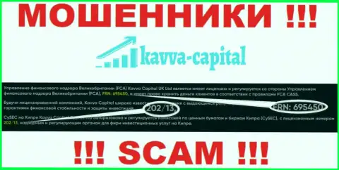 Вы не выведете средства из компании Kavva Capital Cyprus Ltd, даже если зная их номер лицензии с официального онлайн-сервиса