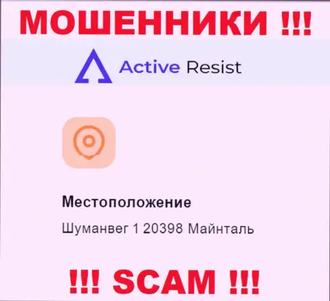 Юридический адрес Active Resist на официальном сайте ненастоящий !!! Будьте крайне бдительны !