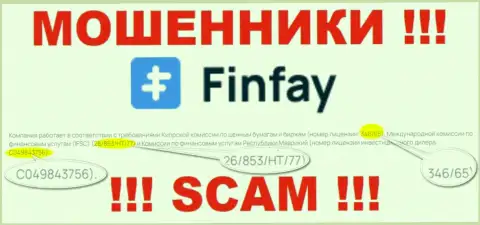 На сайте FinFay приведена их лицензия, но это циничные мошенники - не стоит верить им