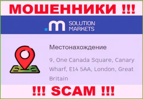 На сервисе Солюшн Маркетс нет правдивой инфы о официальном адресе регистрации организации - это ВОРЫ !!!
