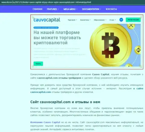 Об позитивных моментах форекс-дилера Cauvo Capital на web-сайте obzorx ru