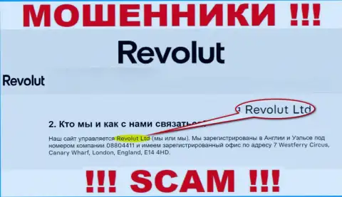 Revolut Ltd - это компания, которая управляет internet-махинаторами Револют
