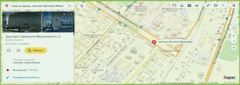 Представленный одним из работников 770Капитал почтовый адрес преступной Форекс брокерской конторы на Yandex Maps
