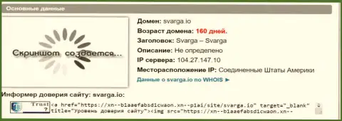 Возраст домена ФОРЕКС конторы Сварга, исходя из справочной информации, полученной на веб-портале doverievseti rf